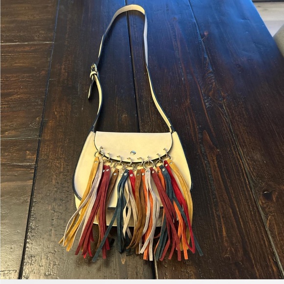 Mellow World cream and multi-coloured fringe tassel bag - Picture 2 of 4